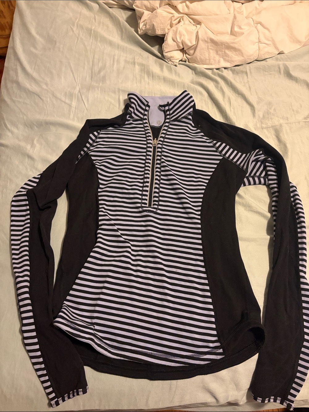 lululemon athletica Black & White Striped Quarter-Zip Pullover